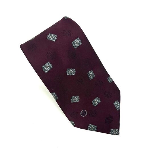 Halston III Burgundy and White Men's Tie/Necktie - Picture 1 of 5